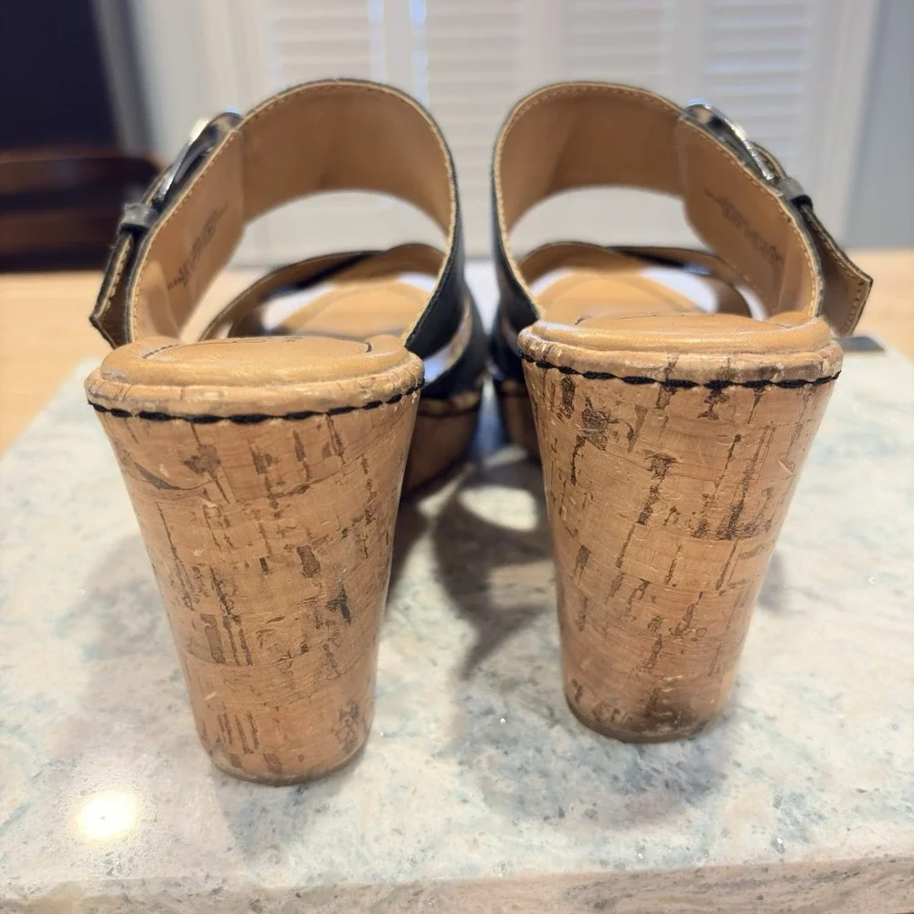 BOC Born Womens Sandal Black Wedge Platform Mule‎ Y2K Shoe 9M